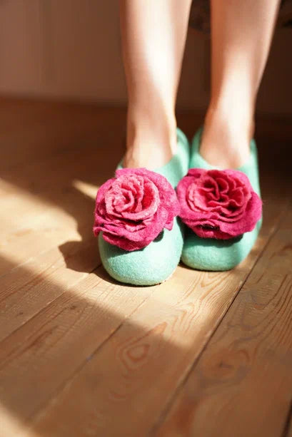 Green with Pink Flower