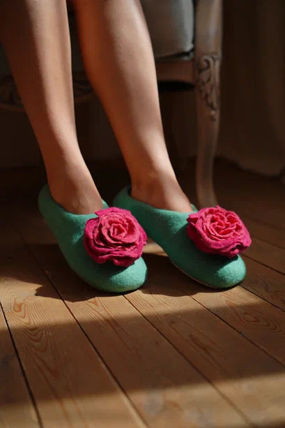 Green with Pink Flower
