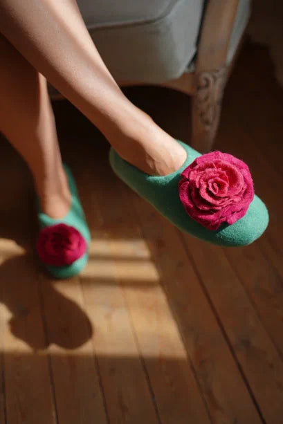Green with Pink Flower
