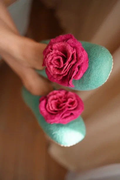 Green with Pink Flower