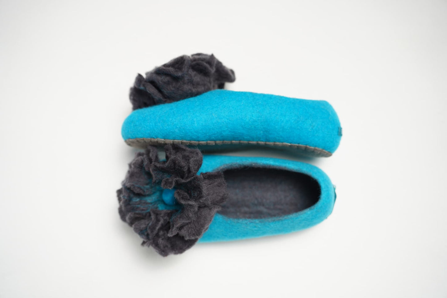 Turquoise Blue with Black flower