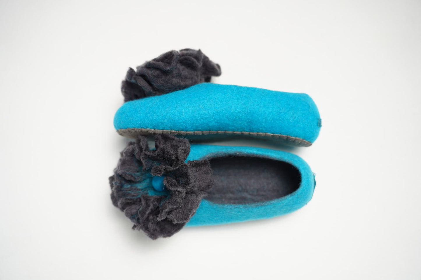 Turquoise Blue with Black flower
