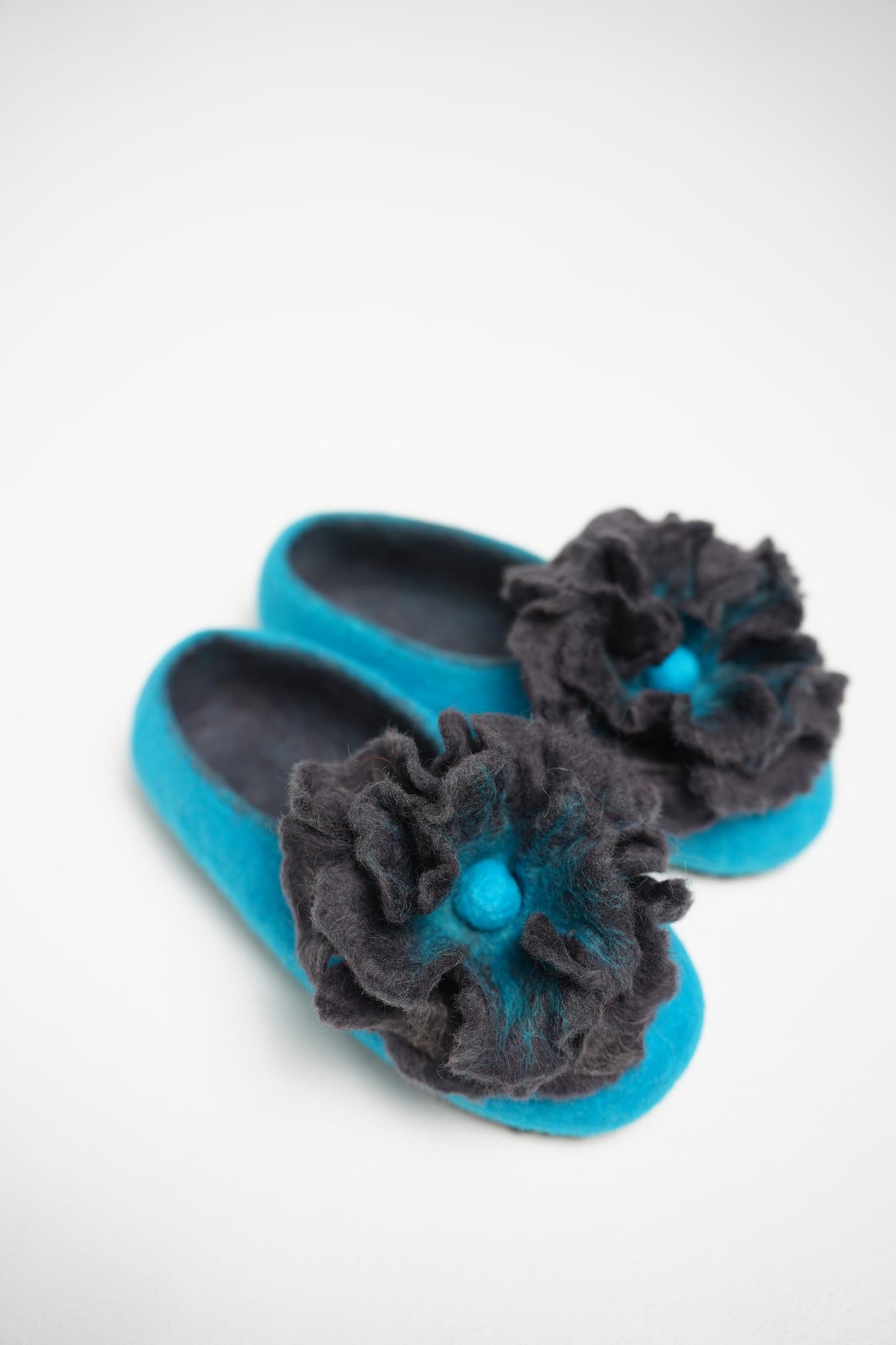 Turquoise Blue with Black flower