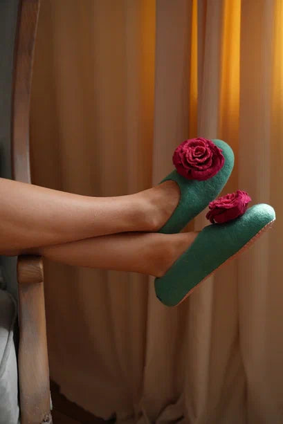 Green with Pink Flower