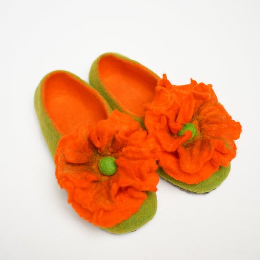 Lime Green with Orange Flower