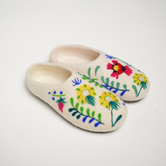 White with Multi color flowers