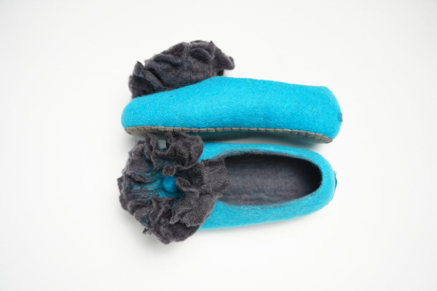 Turquoise Blue with Black flower