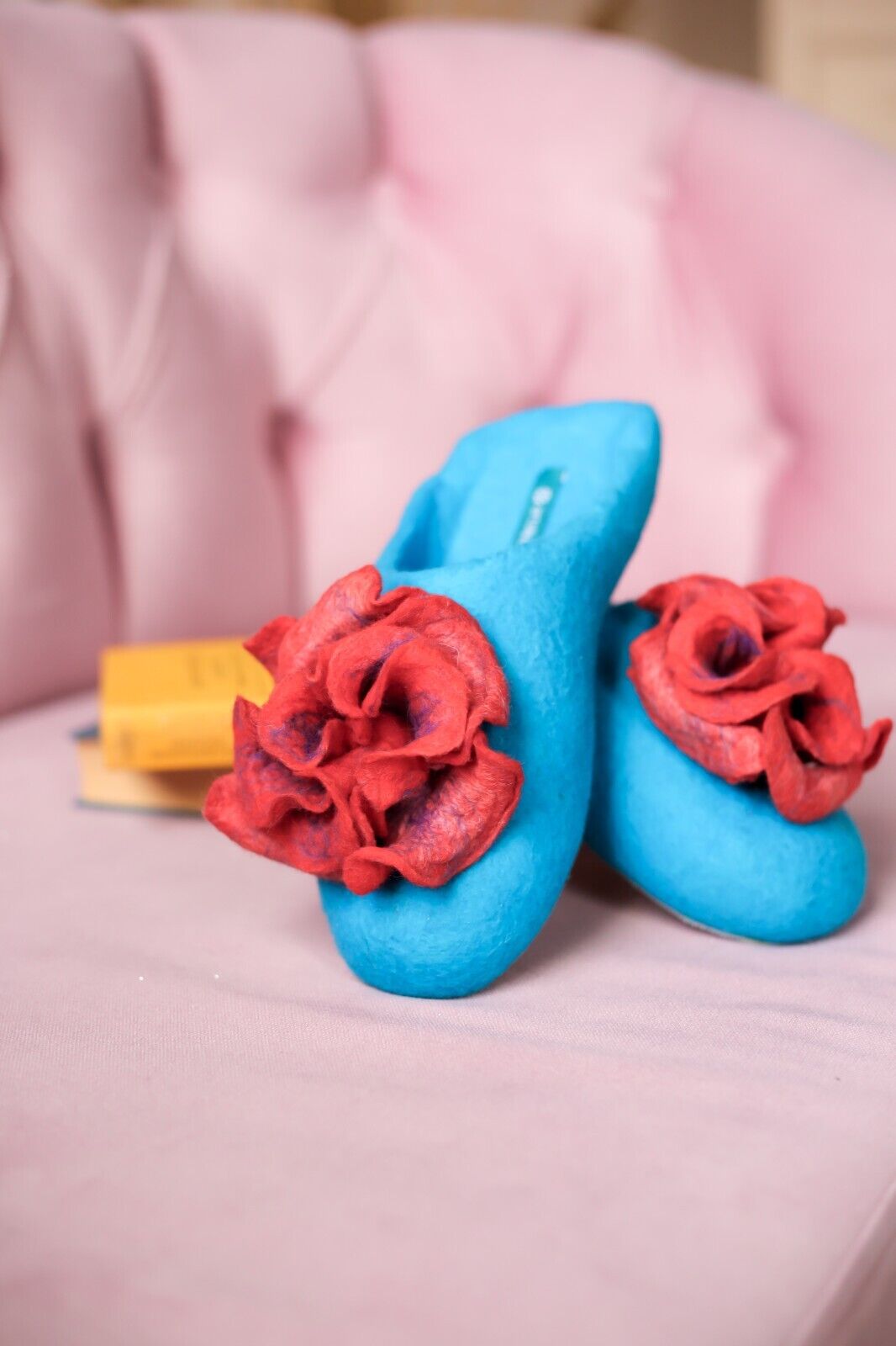 Blue with Pink Flower